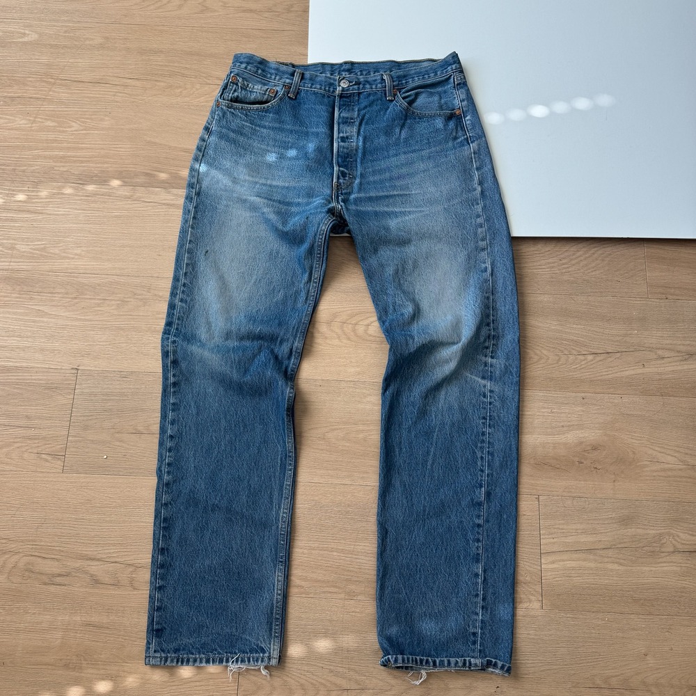 Levis 501 Original Fit Mens Blue Straight Leg Denim Jeans 36x34